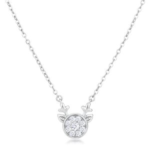 3.88Ct Rhodium Reversible Champagne CZ Reindeer Pendant - Image 2