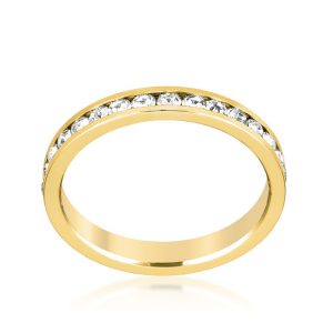 Stylish Stackables Clear Crystal Gold Ring - Image 2