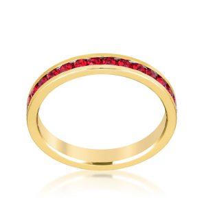 Stylish Stackables Ruby Red Gold Ring - Image 2