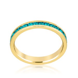 Stylish Stackables Turquoise Crystal Gold Ring - Image 2