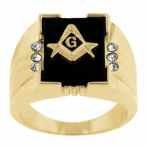 Onyx Masonic Mens Ring - Image 2