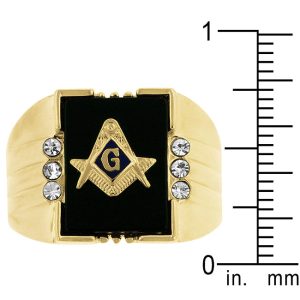 Onyx Masonic Mens Ring - Image 3