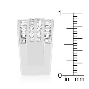 4 Row Rhodium Cubic Zirconia Cocktail Ring - Image 4
