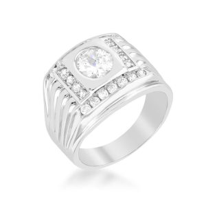 Men's Cubic Zirconia Square Ring - Image 2