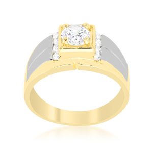 Cubic Zirconia Two-Tone Men's Ring - Image 2