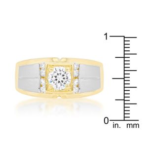Cubic Zirconia Two-Tone Men's Ring - Image 3