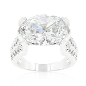 Oval Triplet Cubic Zirconia Ring - Image 2