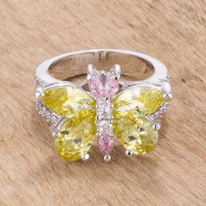 Rhodium Plated Butterfly Cocktail Ring - Image 2