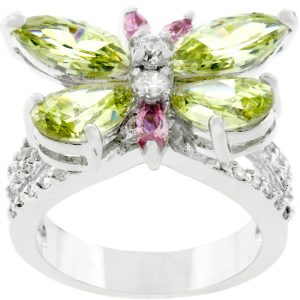 Rhodium Plated Butterfly Cocktail Ring - Image 3
