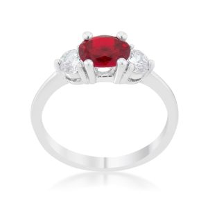 Miranna 1.2ct Garnet CZ Rhodium Classic Oval Ring - Image 2