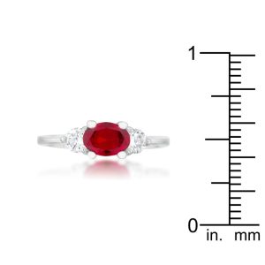 Miranna 1.2ct Garnet CZ Rhodium Classic Oval Ring - Image 3