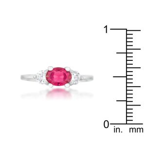Miranna 1.2ct Fuchsia CZ Rhodium Classic Oval Ring - Image 3