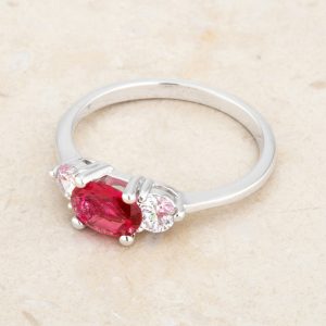 Miranna 1.2ct Fuchsia CZ Rhodium Classic Oval Ring - Image 5