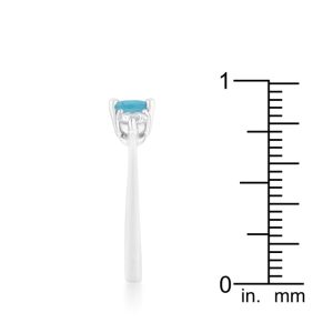 Miranna 1.2ct Blue Topaz CZ Rhodium Classic Oval Ring - Image 4