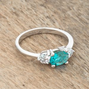 Mariah 1.2ct CZ Rhodium Aqua Simple Classic Ring - Image 5