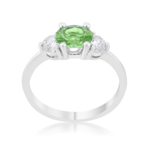Miranna 1.2ct Peridot CZ Rhodium Classic Oval Ring - Image 2