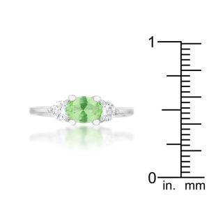 Miranna 1.2ct Peridot CZ Rhodium Classic Oval Ring - Image 3
