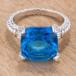 Aqua Cushion Engagement Ring - Image 2