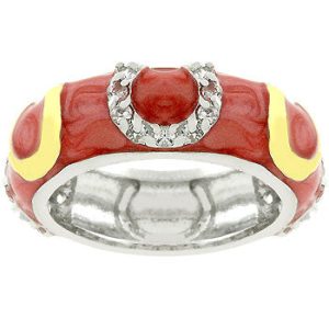 Double Pink Enamel Horseshoe Ring - Image 2