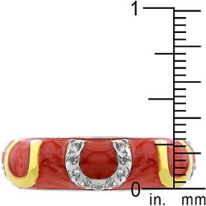 Double Pink Enamel Horseshoe Ring - Image 3