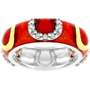 Pink Enamel Horseshoe Ring - Image 2