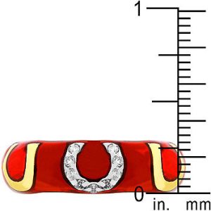 Pink Enamel Horseshoe Ring - Image 3