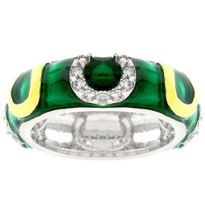 Green Enamel Horseshoe Ring - Image 2