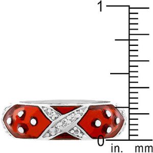 Marbled Ruby Red Enamel Ring - Image 3