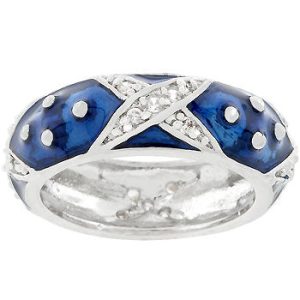 Marbled Navy Blue Enamel Ring - Image 2