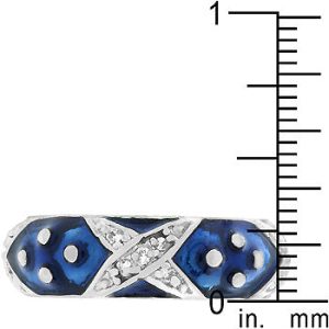Marbled Navy Blue Enamel Ring - Image 3