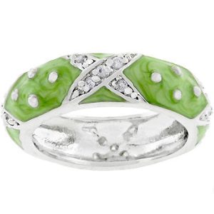 Marbled Apple Green Enamel Ring - Image 2