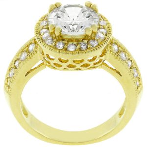Pave Halo Vintage Crown Ring - Image 2