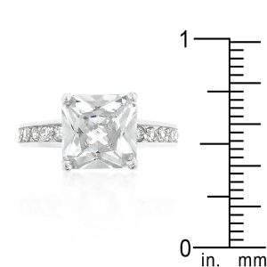 Classic Princess Cut Raised Pave Engagement Ring - Image 3
