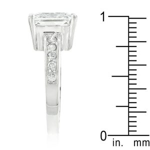 Classic Princess Cut Raised Pave Engagement Ring - Image 4