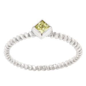 Twisted Petite Peridot Solitaire Ring - Image 2