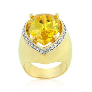 Yellow Pear Cubic Zirconia Cocktail Ring - Image 2