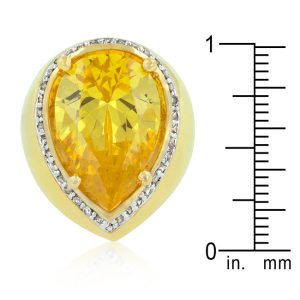 Yellow Pear Cubic Zirconia Cocktail Ring - Image 3