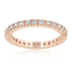 Rose Gold Finish Cubic Zirconia Eternity Band - Image 2