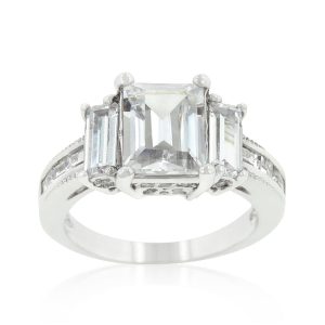 Emerald Cut Triplet Engagement Ring - Image 2
