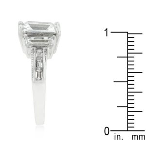 Emerald Cut Triplet Engagement Ring - Image 4