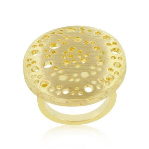 Textured Golden Saucer Ring - Image 2