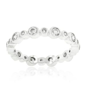 Alternating Bezel Linked Cubic Zirconia Eternity Band - Image 2