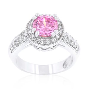 Pink Halo Engagement Ring - Image 2