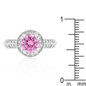 Pink Halo Engagement Ring - Image 3