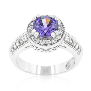 Dark Purple Halo Engagement Ring - Image 2
