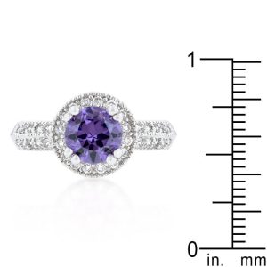 Dark Purple Halo Engagement Ring - Image 3