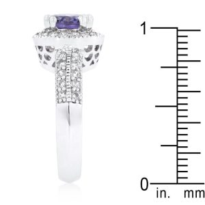 Dark Purple Halo Engagement Ring - Image 4
