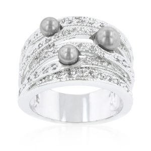 Gray Pearl Cocktail Ring - Image 2
