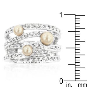Champagne Pearl Cocktail Ring - Image 3