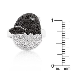 Black and White Cubic Zirconia Baby Chick Ring - Image 3